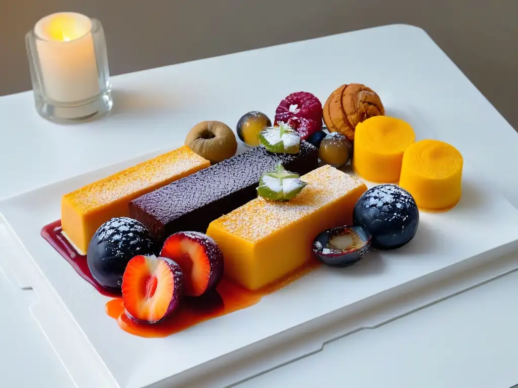 Postres africanos fáciles de hacer presentados con elegancia en un plato blanco, resaltando colores vibrantes y diseños intrincados