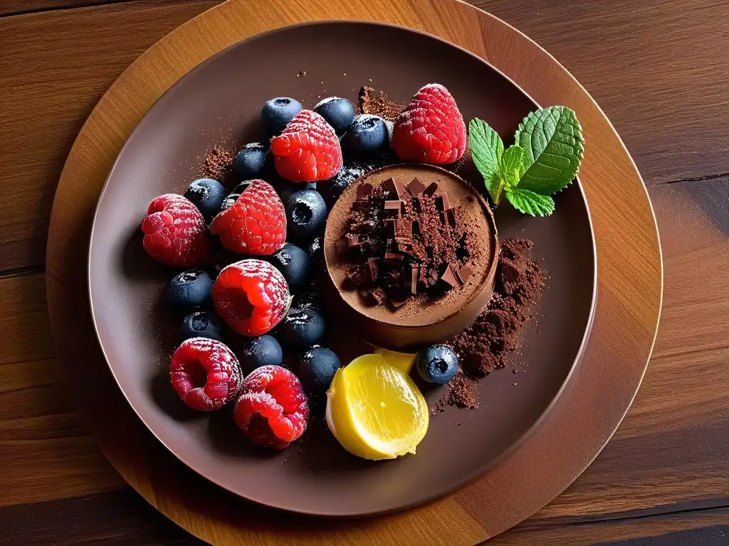 Postres para diabéticos deliciosos: Selección vibrante de postres en un plato moderno y elegante