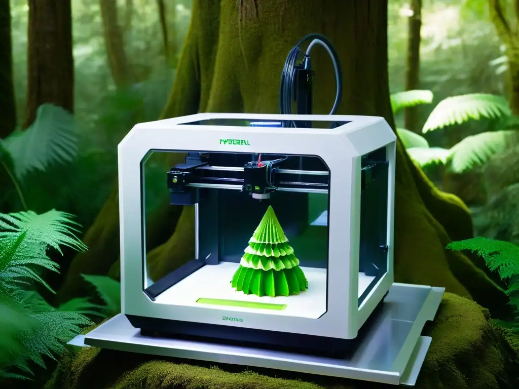 Innovación en postres con impacto ambiental: impresora 3D crea diseños delicados en un bosque verde