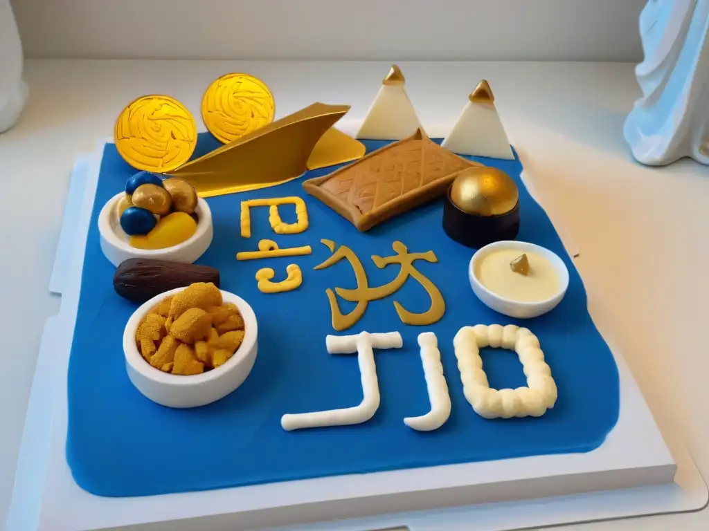 Postres inspirados en el arte egipcio: delicias lujosas con diseño de jeroglíficos en plato minimalista