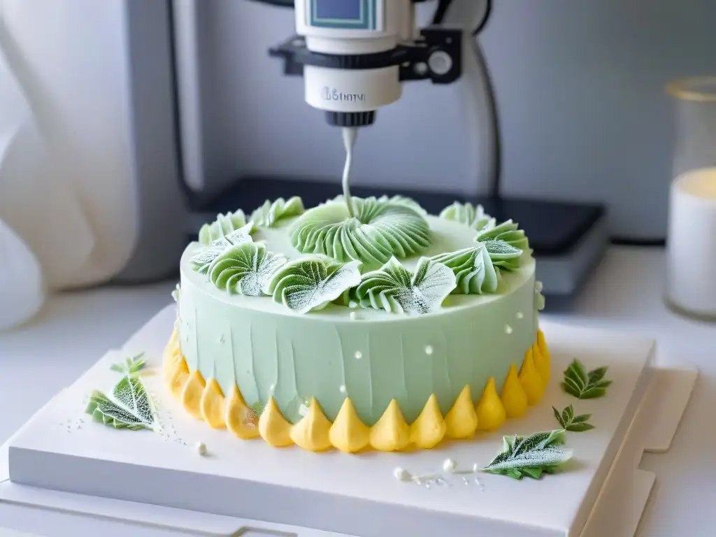 Impresión 3D en acción creando postres personalizados con delicadeza y precisión