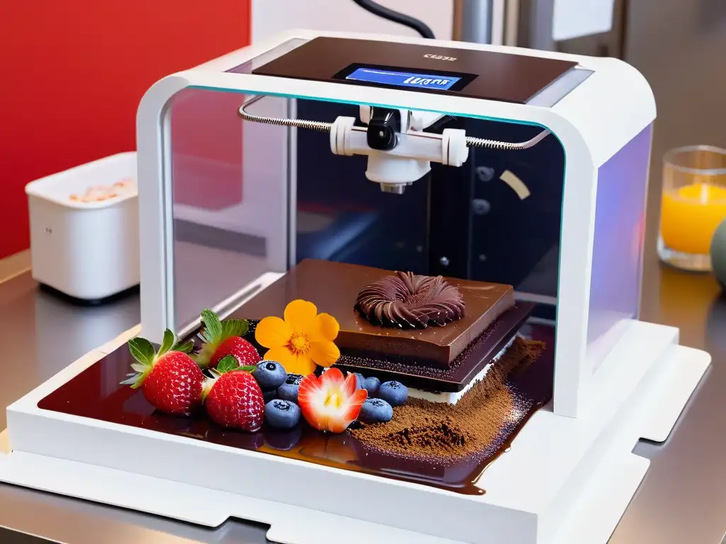 Postres personalizados con impresión 3D: una obra maestra dulce y detallada cobra vida con una impresora 3D moderna y elegante