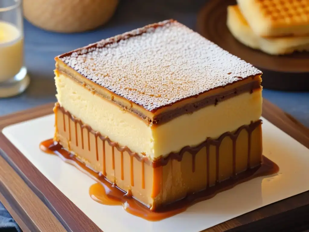 Receta Caramel Slice equilibrio perfecto: Detalle exquisito de una rebanada de caramelo perfectamente equilibrada