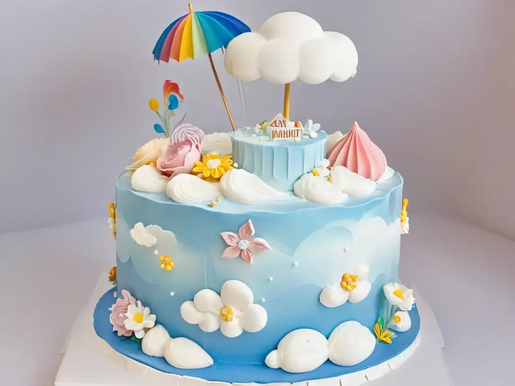 Una receta del pastel volador: Mary Poppins surca el cielo con un pastel de colores y flores de azúcar