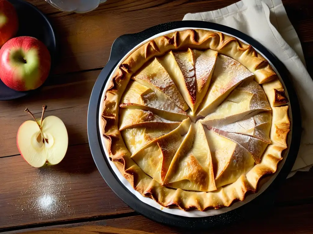 Receta de tarta de manzana estilo American Pie en una hermosa escena casera y reconfortante