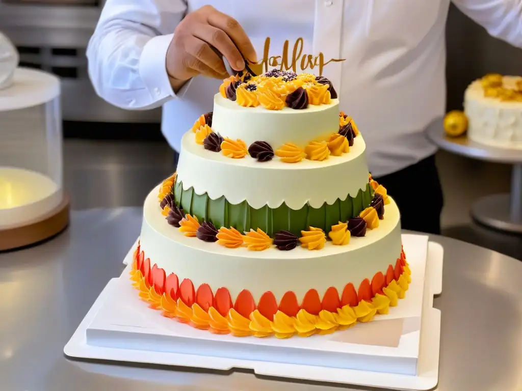 El renombrado Buddy Valastro decorando con precisión un pastel multicapa, reflejando su habilidad y creatividad en repostería global