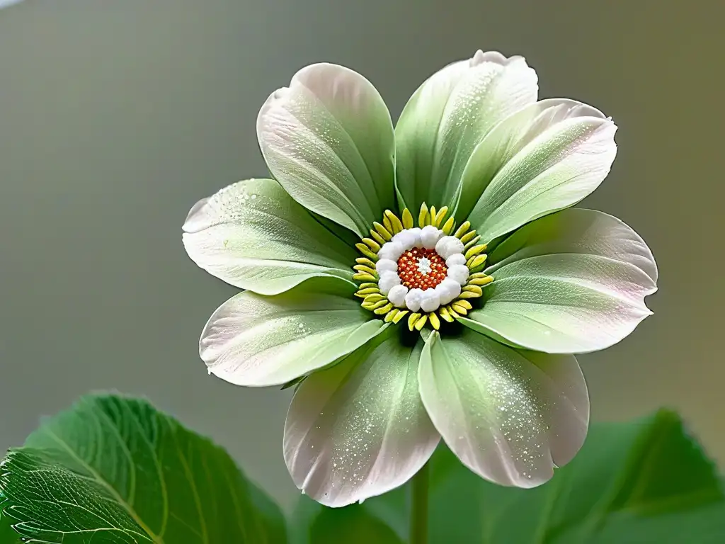 Transformación de repostería por Ron BenIsrael: una flor de azúcar delicada en tonos pastel con detalles intrincados y centelleantes