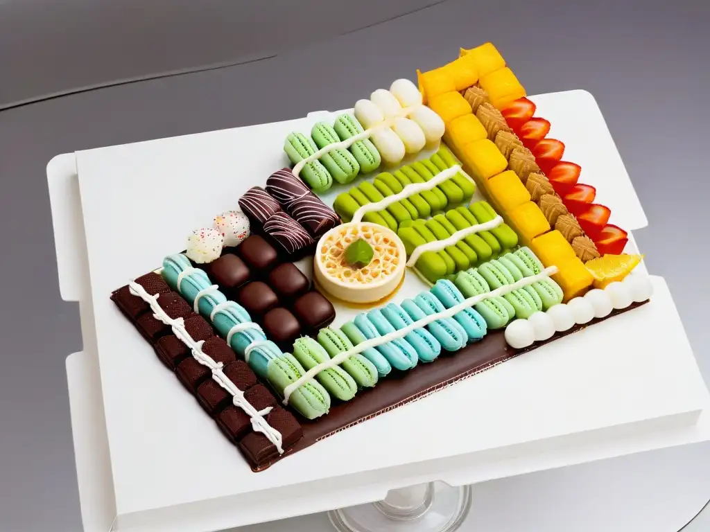 Dulce estructura molecular: arte culinario y ciencia Innovación en repostería: ciencia y tendencias representada en estructura molecular de postres coloridos y detallados