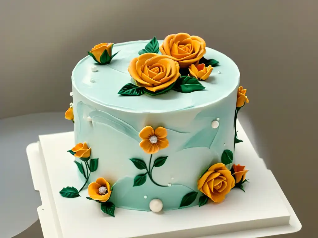 Maestría en fondant: creación de rosas con precisión Un repostero experto moldea meticulosas rosas de fondant con técnicas avanzadas decoración tortas fondant