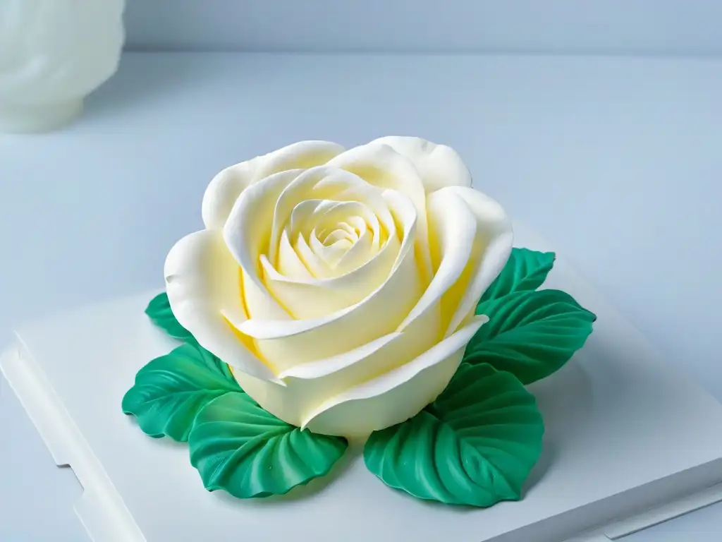 Una revolución de formas en repostería: detallada escultura de rosa de azúcar impresa en 3D, elegante y delicada