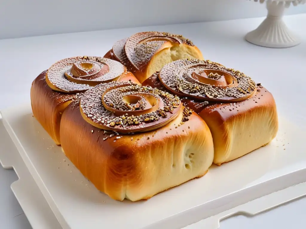 Dos rollos eslavos receta tradicional, Makovnjača y Orehnjača, exquisitamente detallados en plato blanco