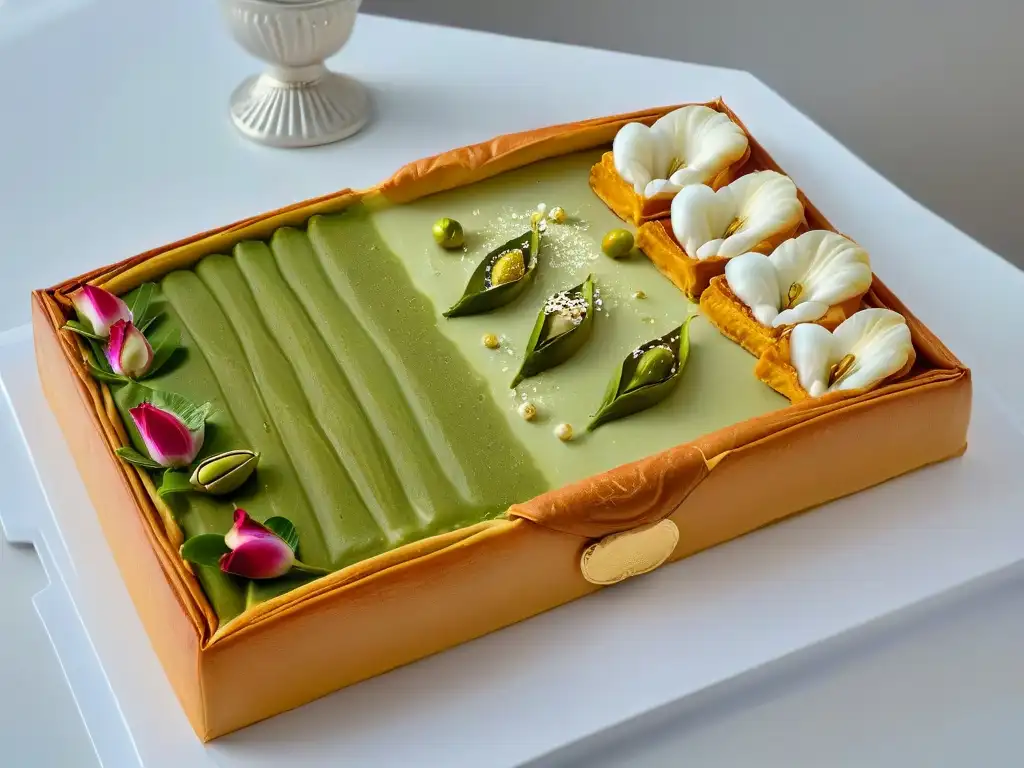 Una selección exquisita de postres árabes exóticos y deliciosos presentados con elegancia en un plato moderno