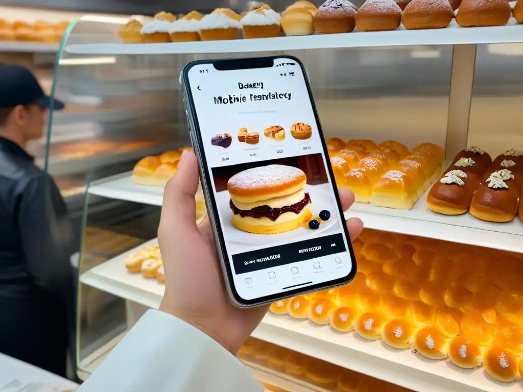 Smartphone con app de pastelería: herramientas tecnológicas marketing pastelería