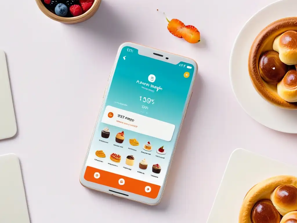 Un smartphone muestra una app de repostería internacional con sabores del mundo