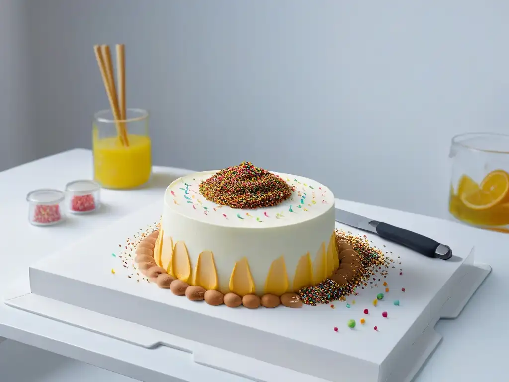 Software de diseño gráfico y repostería creativa en un elegante mostrador de cocina