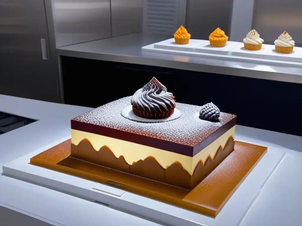 Software modelado 3D para repostería creativa en una cocina moderna de alta tecnología