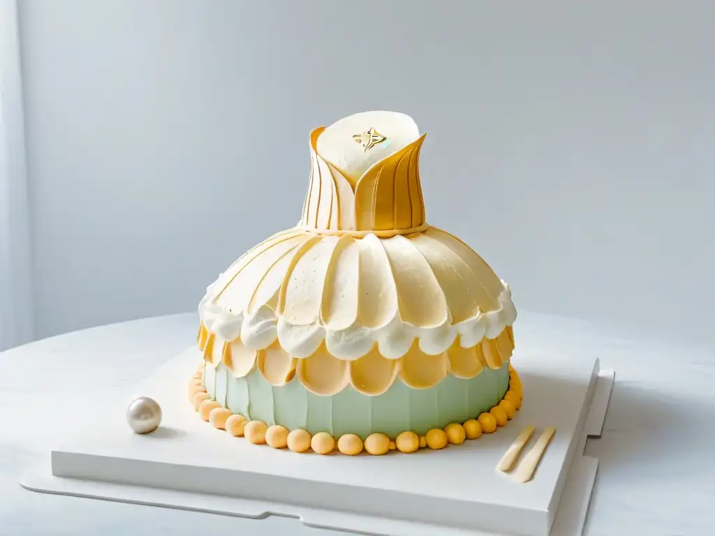 Un sombrero de chef detallado hecho de capas de exquisita repostería, reflejando la precisión y arte en la pastelería