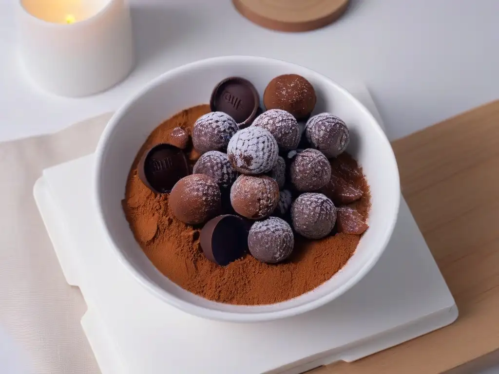 Un spa lujoso con trufas de chocolate, cacao y una atmósfera relajante que evoca los beneficios del chocolate en la belleza