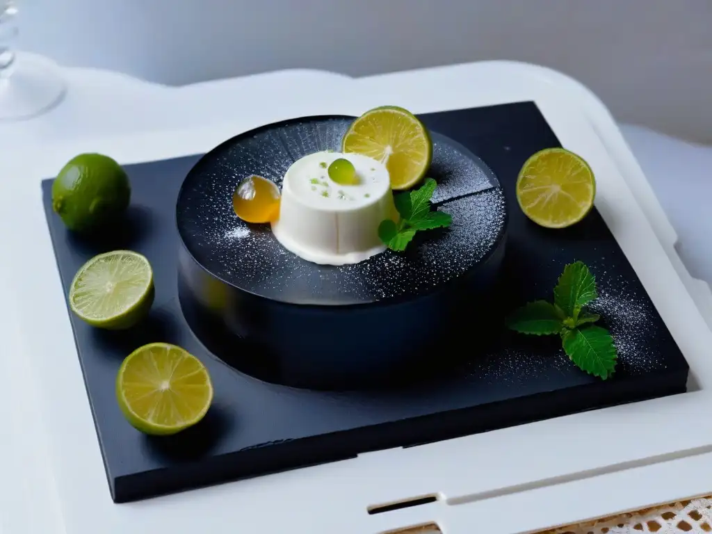 Suntuoso postre inspirado en cócteles: panna cotta de lima con gelatina de tequila y toque de sal