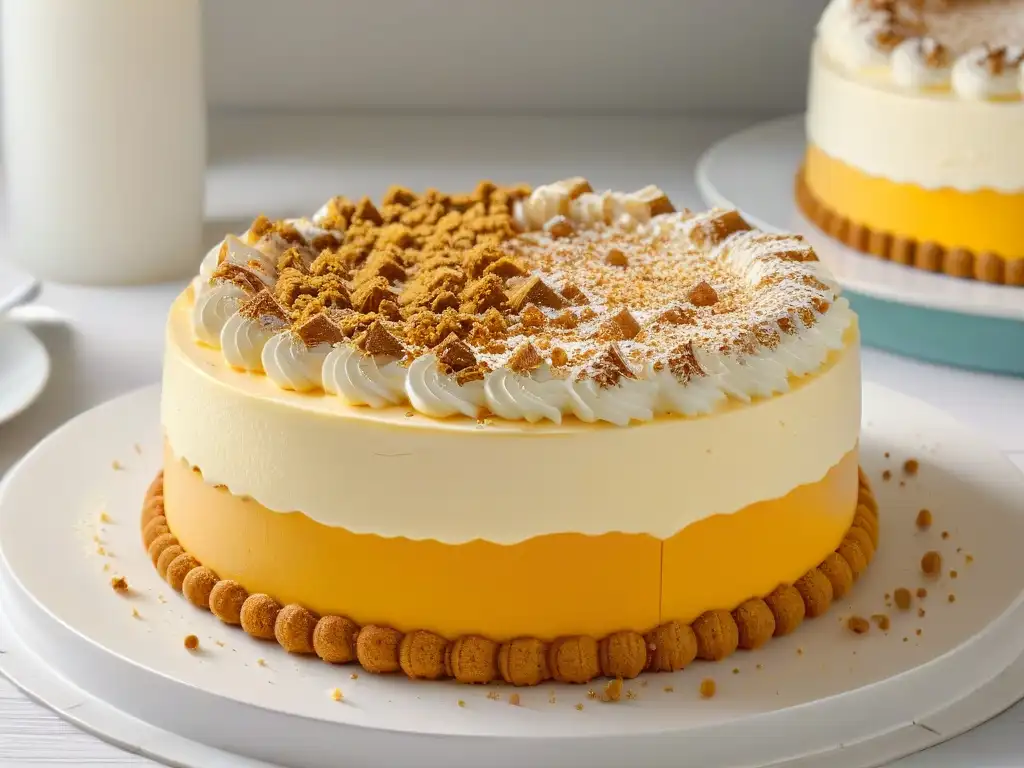 Tarta de queso desestructurada receta paso: Deliciosa base de galletas doradas con cremoso relleno de cheesecake