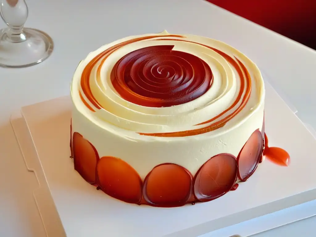 Técnica innovadora para decorar con cremas: detalle exquisito en postre elegante y sofisticado