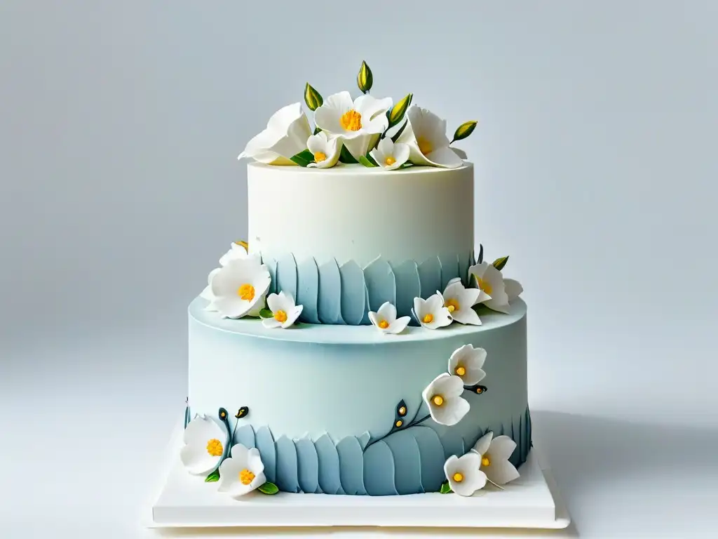 Exquisita tarta fondant con detalles en encaje y flores de azúcar Técnicas avanzadas fondant en un pastel inolvidable: elegancia en cada detalle