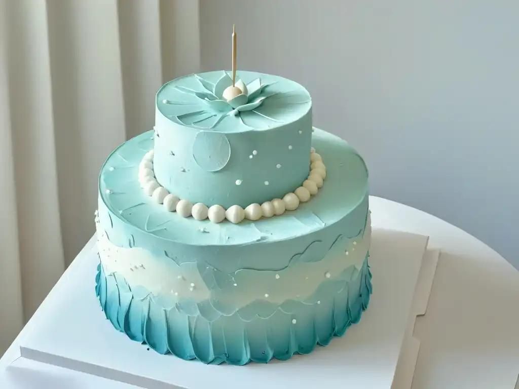 Técnicas de texturizado en repostería: Detalle de una torta de fondant con patrones geométricos en colores pastel