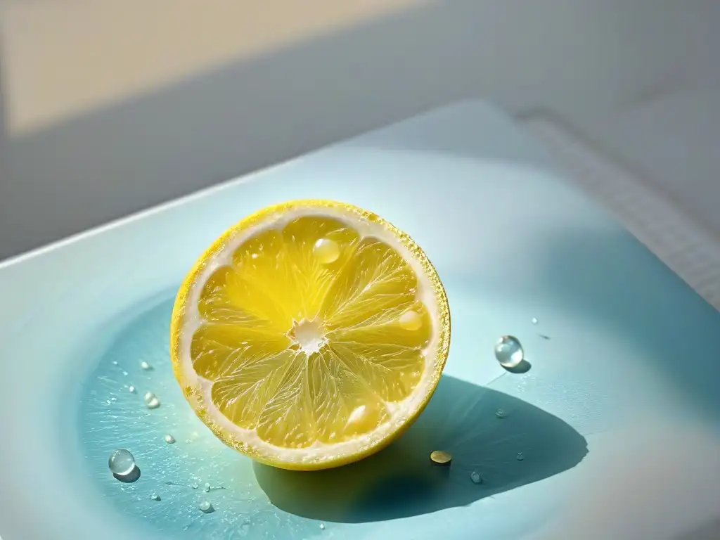 Un tentador y refrescante cítrico ácido en una cocina elegante de mármol