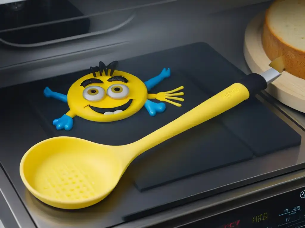 Utensilio de cocina Minions para repostería creativa: espátula amarilla con diseño divertido en mango