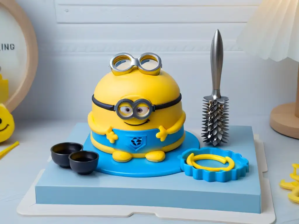 Utensilios de cocina Minions para repostería creativa en una cocina moderna y vibrante