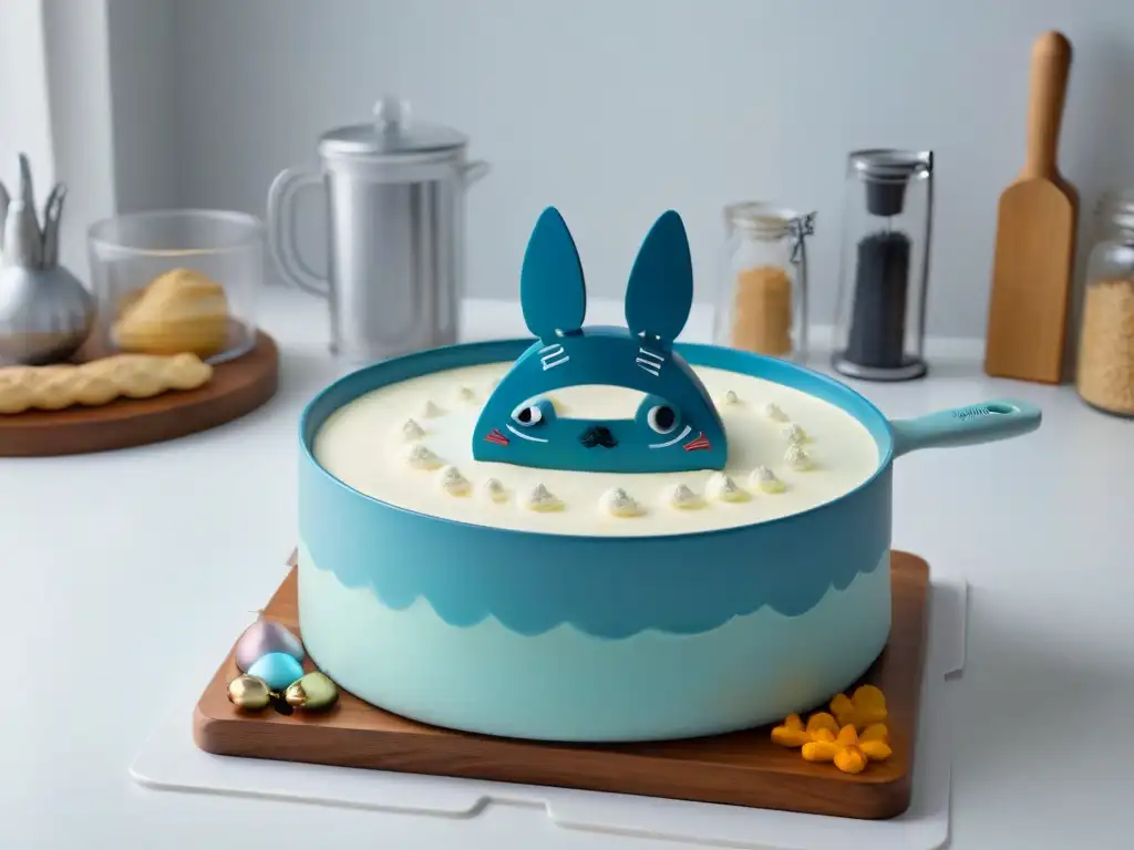 Utensilios de repostería anime Studio Ghibli en cocina moderna y elegante