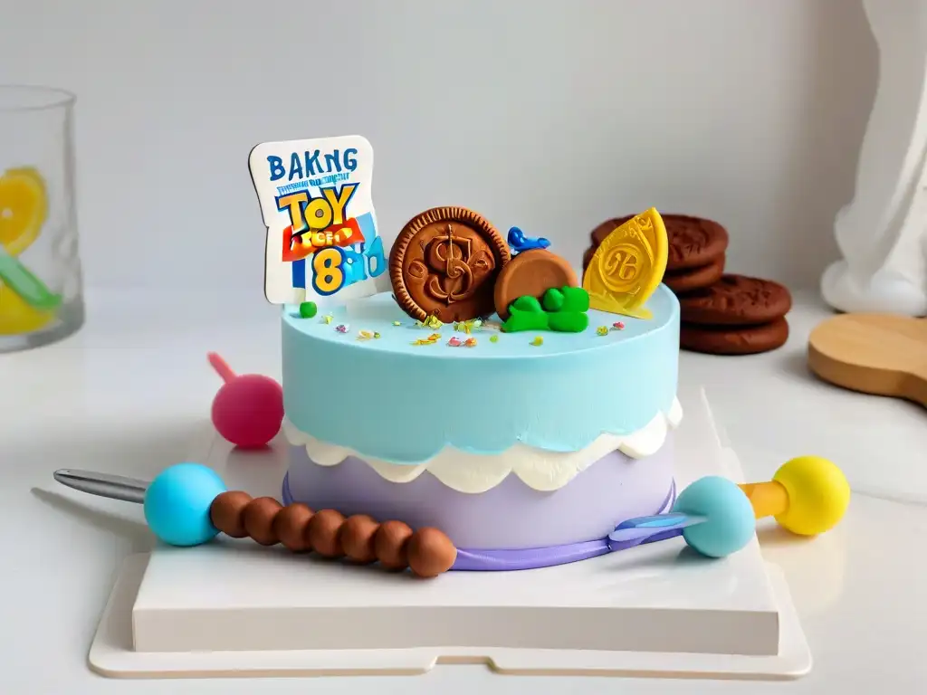 Utensilios de repostería Toy Story en un set elegante y minimalista, con colores pastel y motivos de personajes sutiles