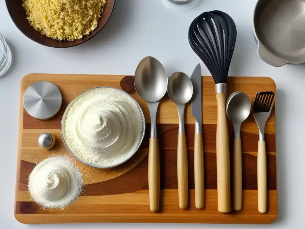 Utensilios de cocina ecofriendly: sofisticación y sostenibilidad Utensilios repostería vegana eco-friendly en cocina minimalista