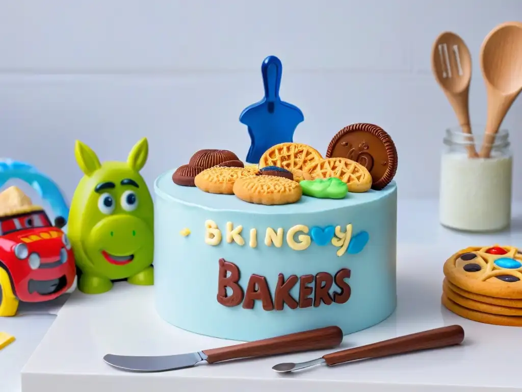 Utensilios de repostería Toy Story vibrantes y detallados en una cocina moderna