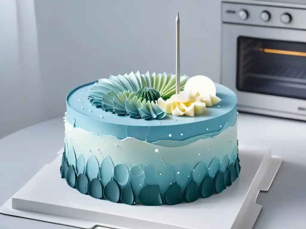 Vanguardista decoración de pasteles tendencias globales en un diseño geométrico monocromático futurista