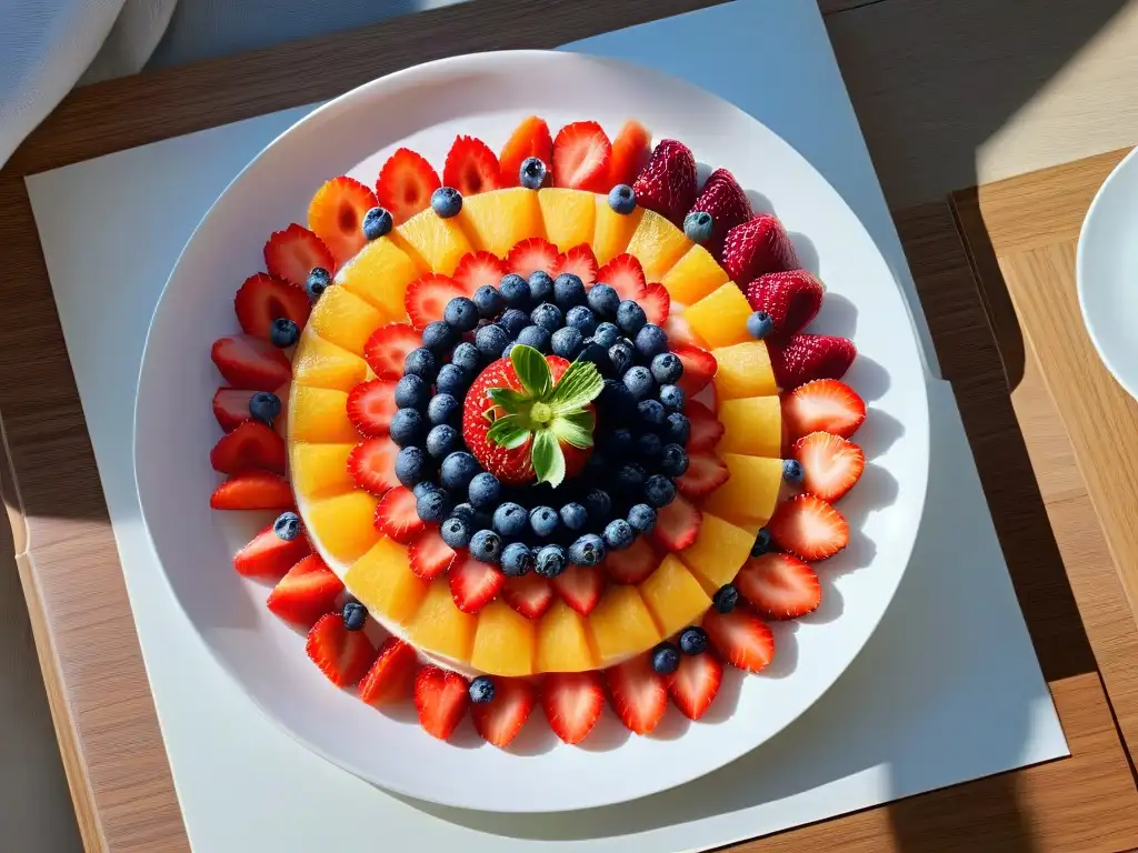Una mandala vibrante de frutas y verduras cortadas, pinturas comestibles naturales saludables