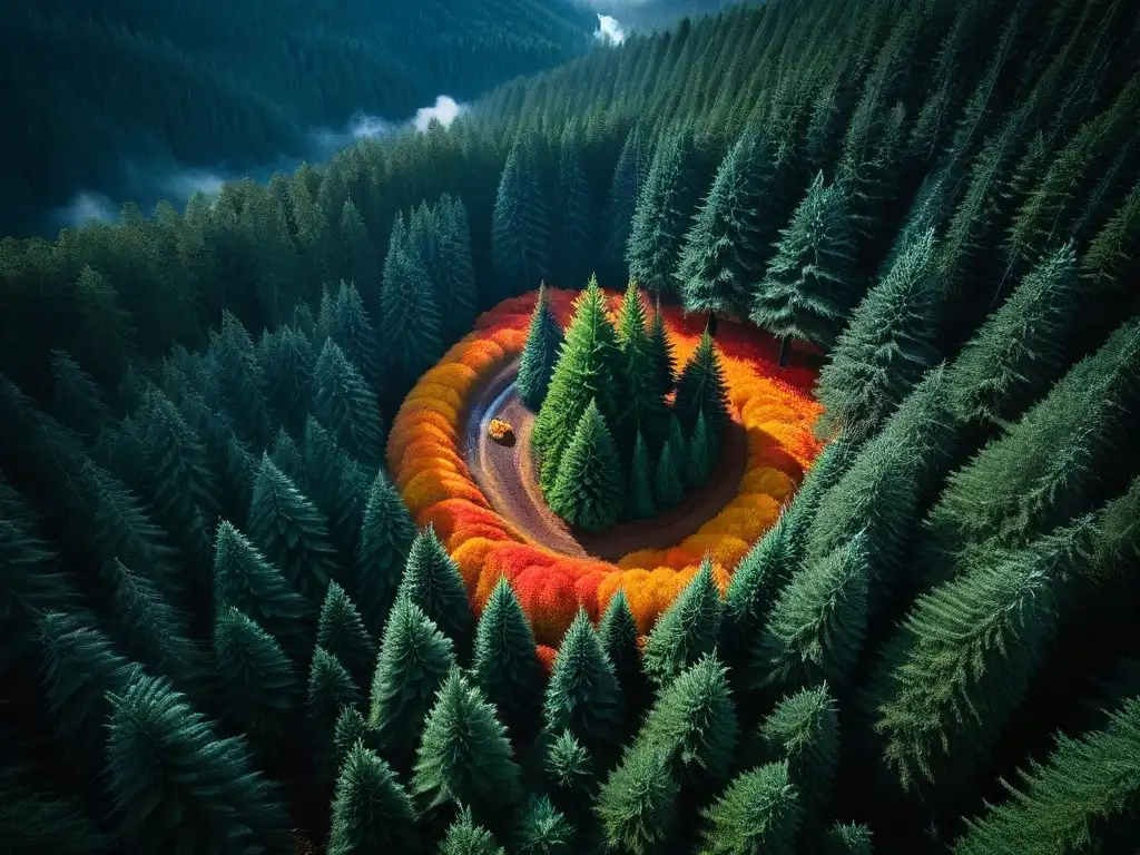 Vibrante paisaje del Bosque Negro en otoño, con árboles altos y río serpenteante