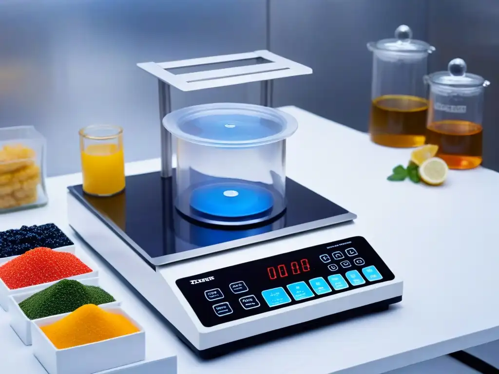 Cocina de gastronomía molecular: equipo moderno y elegante Vista detallada de cocina molecular moderna con equipos de alta tecnología para principiantes en recetas de repostería molecular
